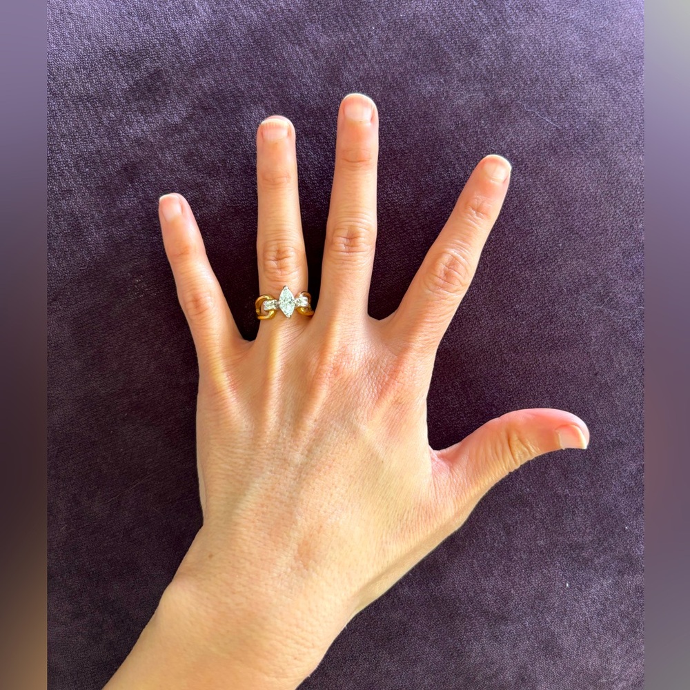 Gold and Silver Plated Marquise Cut Crystal Ring